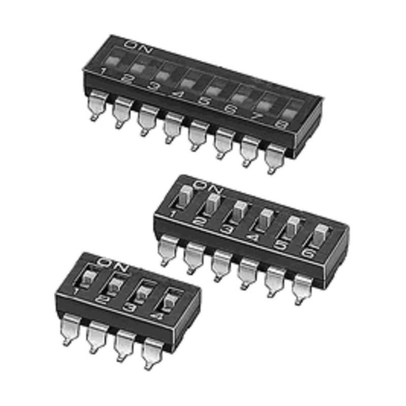 2 pcs - Omron 2 Way Surface Mount DIP Switch SPST, Raised Actuator Actuator, IP40