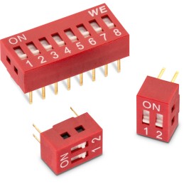2 pcs - Wurth Elektronik 1 Way Through Hole DIP Switch SPST, Flat Actuator