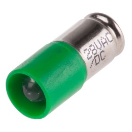 1 pcs - RS PRO Green LED Indicator Lamp, 28V ac/dc, Midget Groove Base, 6mm Diameter, 1610mcd