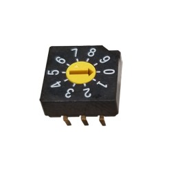 2 pcs - NIDEC COPAL ELECTRONICS GMBH SD-2000, 10 Position, BCD Rotary Switch, 100 mA, Snap-In