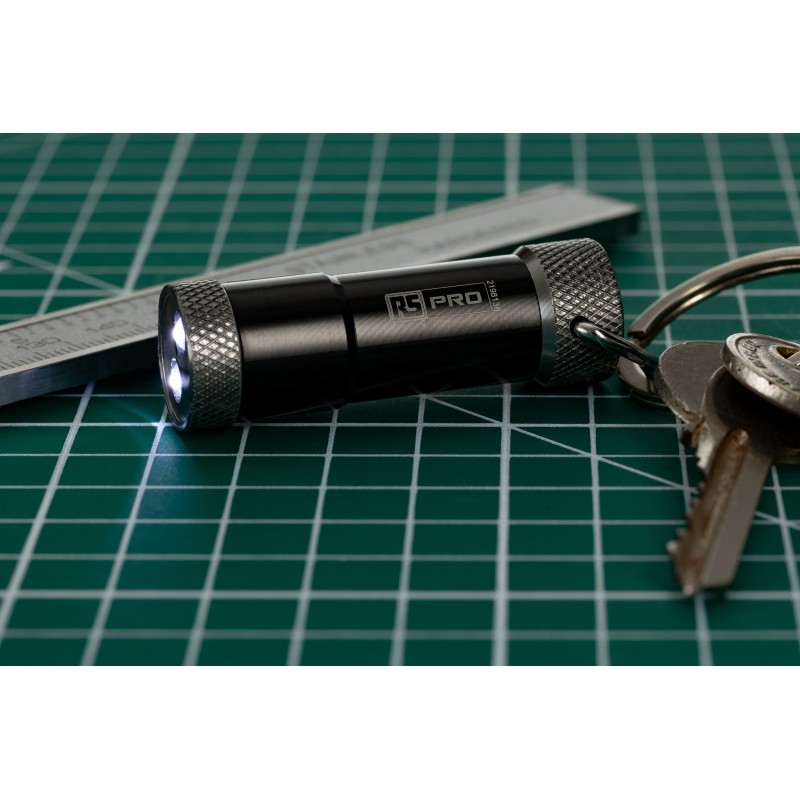 1 pcs - RS PRO LED Keyring Torch Black 10 lm, 53 mm