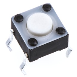 20 pcs - Black Button Tactile Switch, SPST 50 mA @ 24 V dc 0.7mm Surface Mount
