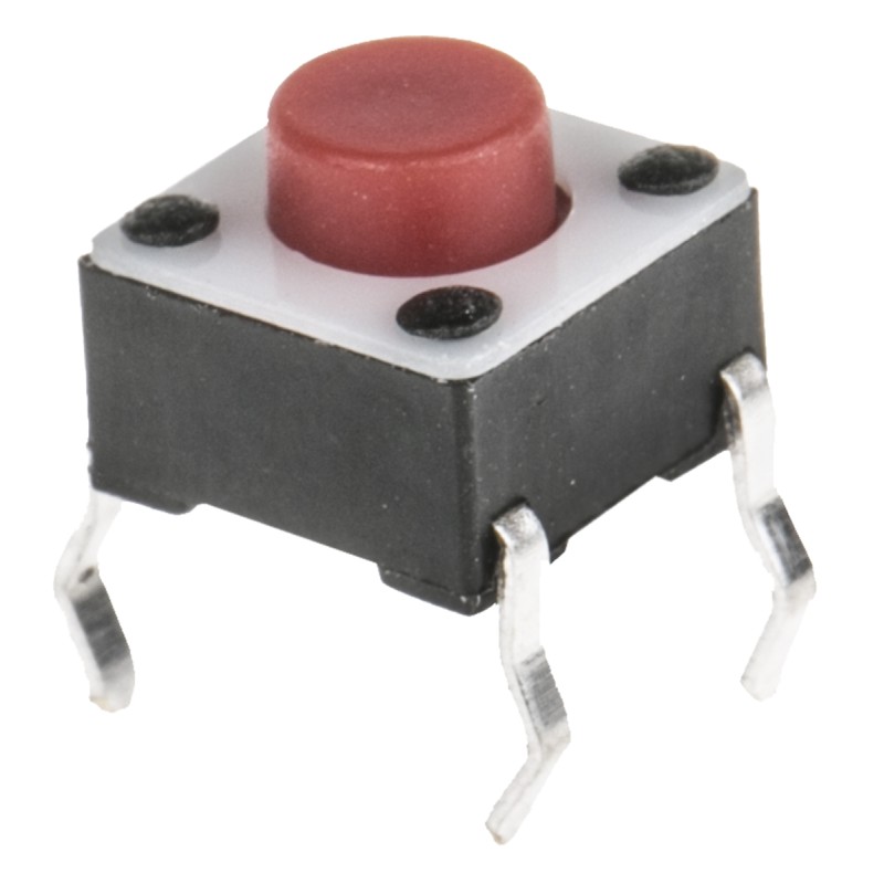 20 pcs - Red Button Tactile Switch, SPST 50 mA @ 24 V dc 1.4mm Surface Mount