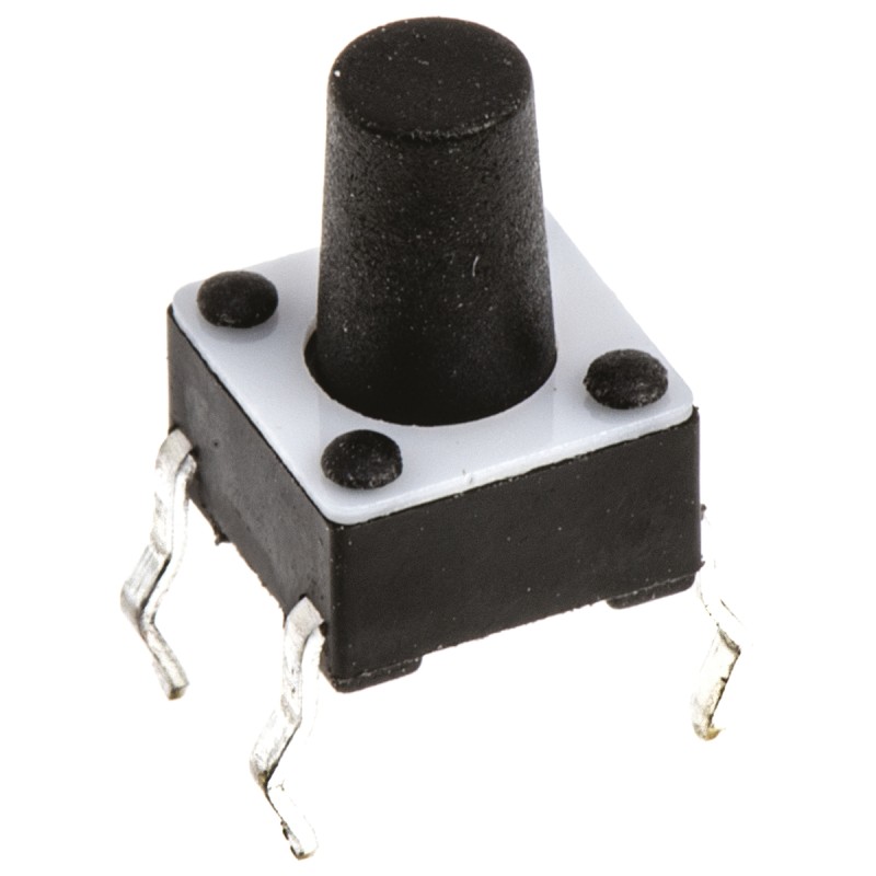 20 pcs - Black Button Tactile Switch, SPST 50 mA @ 24 V dc 4.9mm