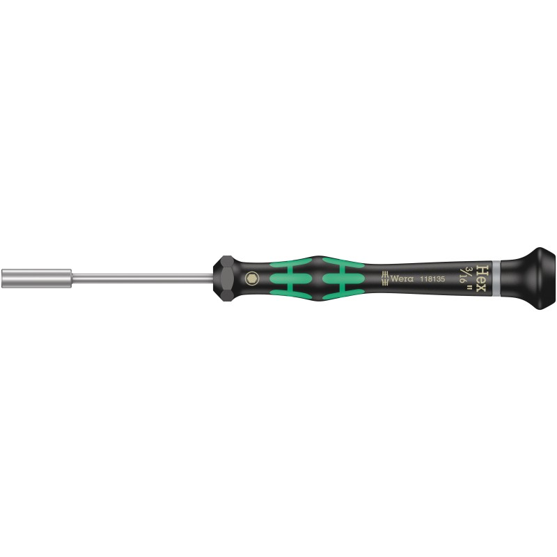 1 pcs - Wera Hexagon Nut Driver, 3/16 in Tip, 60 mm Blade, 157 mm Overall