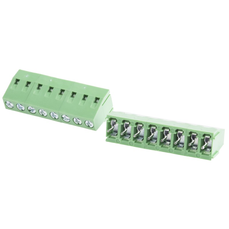 5 pcs - RS PRO PCB Terminal Block, 8-Contact, 5mm Pitch, Through Hole Mount, 1-Row, Screw Termination