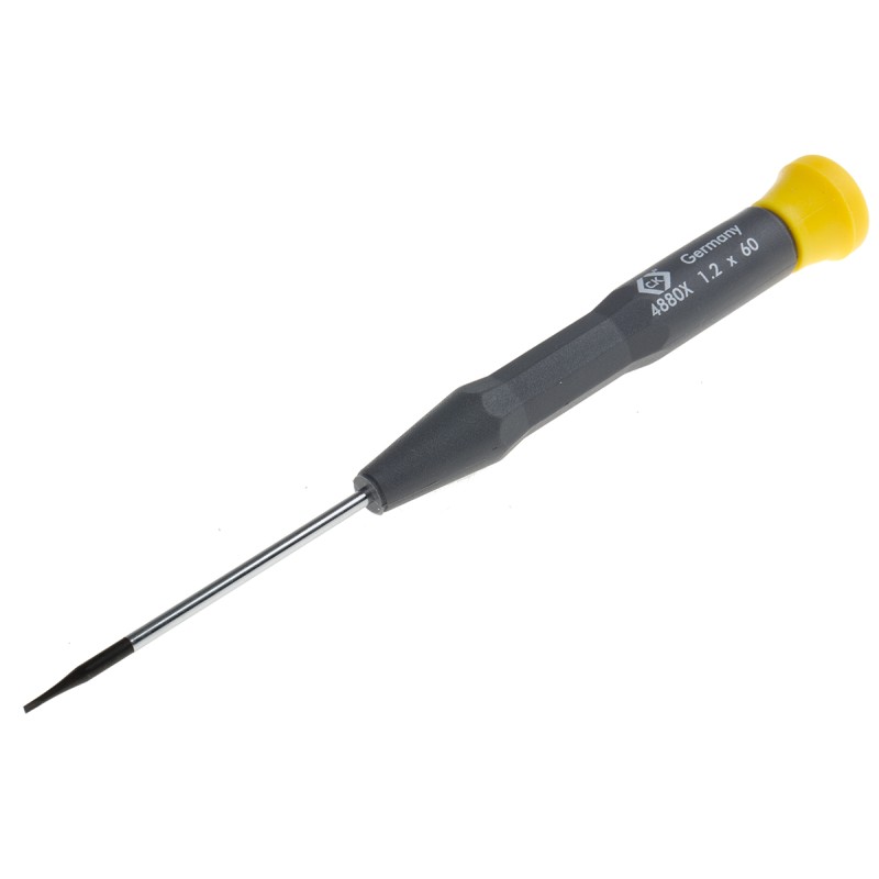 1 pcs - CK Slotted Precision Screwdriver, 1.2 mm Tip, 60 mm Blade, 157 mm Overall