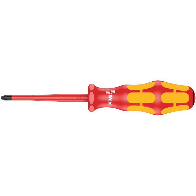 1 pcs - Wera Pozidriv Insulated Screwdriver, PZ1 Tip, 80 mm Blade, VDE/1000V, 178 mm Overall