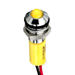 1 pcs - RS PRO Yellow Panel Mount Indicator, 24V dc, 8mm Mounting Hole Size, Lead Wires Termination, IP67