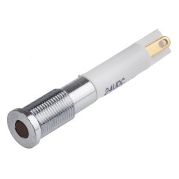 1 pcs - RS PRO Orange Panel Mount Indicator, 21.6 - 26.4V dc, 6mm Mounting Hole Size, IP67