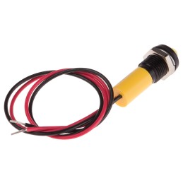 1 pcs - RS PRO Yellow Panel Mount Indicator, 24V dc, 8mm Mounting Hole Size, Lead Wires Termination, IP67