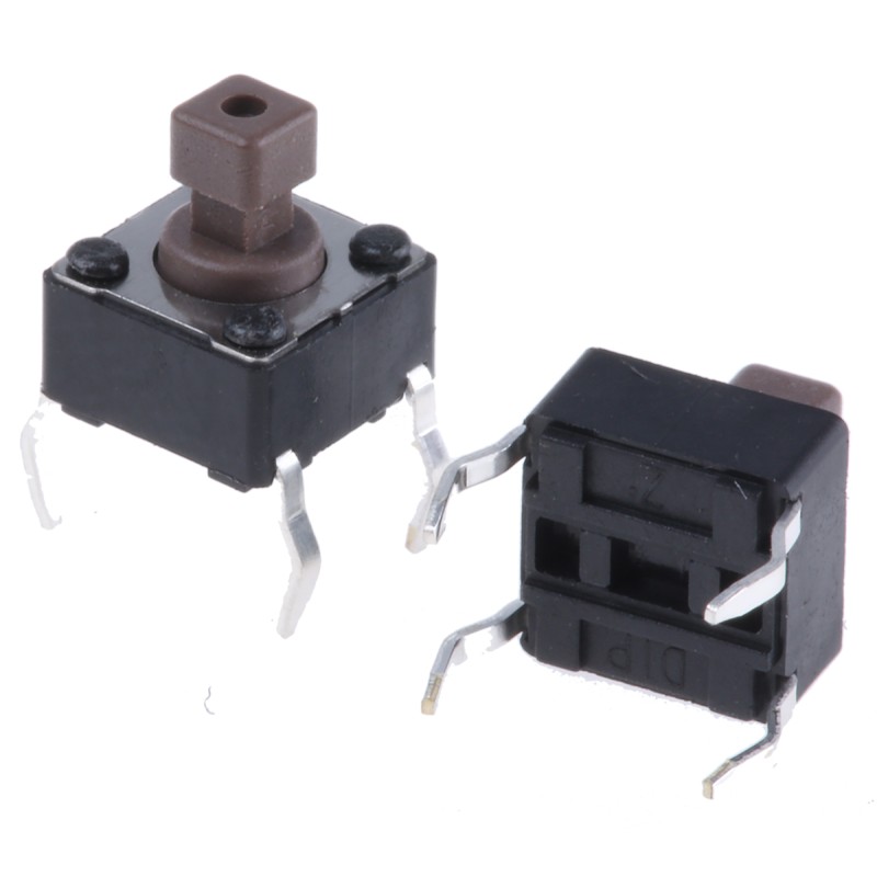 20 pcs - Brown Button Tactile Switch, SPST 50 mA @ 12 V dc 3.8mm