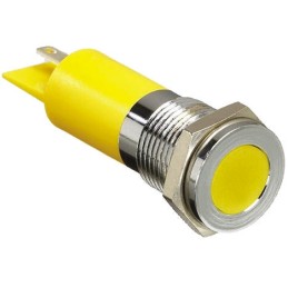 1 pcs - RS PRO Yellow Panel Mount Indicator, 220V ac, 14mm Mounting Hole Size, Solder Tab Termination, IP67