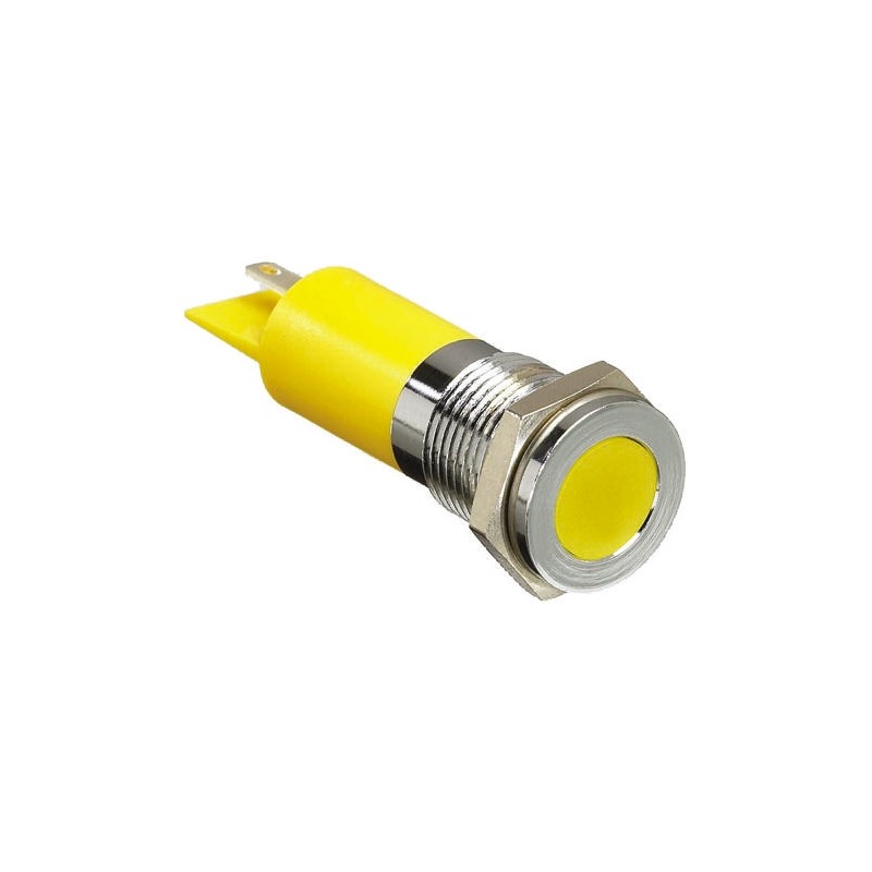 1 pcs - RS PRO Yellow Panel Mount Indicator, 220V ac, 14mm Mounting Hole Size, Solder Tab Termination, IP67