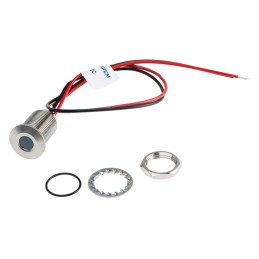 1 pcs - RS PRO Blue Panel Mount Indicator, 1.8 - 3.3V dc, 10mm Mounting Hole Size, Lead Wires Termination, IP67