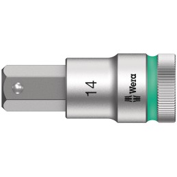 1 pcs - Wera 1/2 in Drive Bit Socket, Hex Bit, 14mm, 60 mm Overall Length