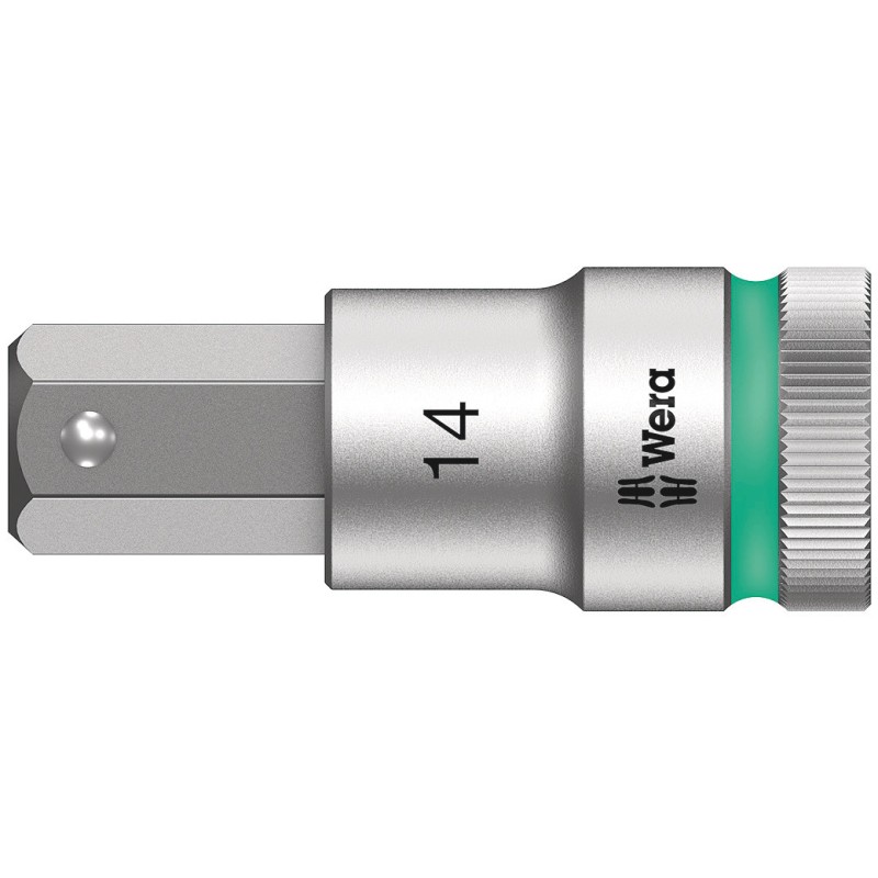 1 pcs - Wera 1/2 in Drive Bit Socket, Hex Bit, 14mm, 60 mm Overall Length