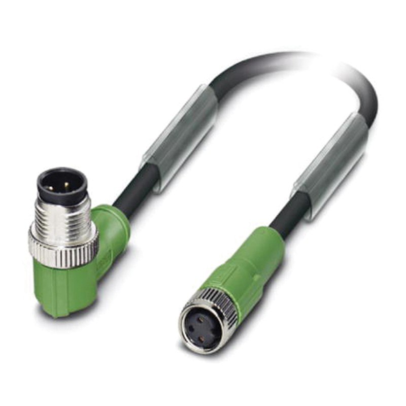 1 pcs - Phoenix Contact Right Angle Male 3 way M12 to Straight Female 3 way M8 Sensor Actuator Cable, 300mm