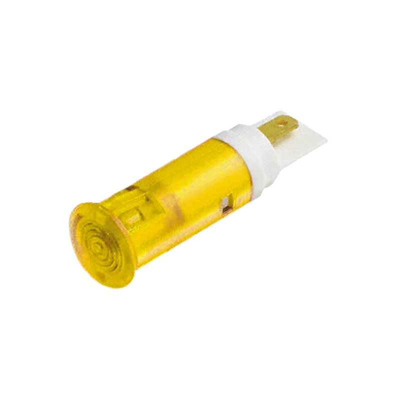 1 pcs - Signal Construct Yellow Panel Mount Indicator, 12 - 14V, 5mm Mounting Hole Size, Solder Tab Termination
