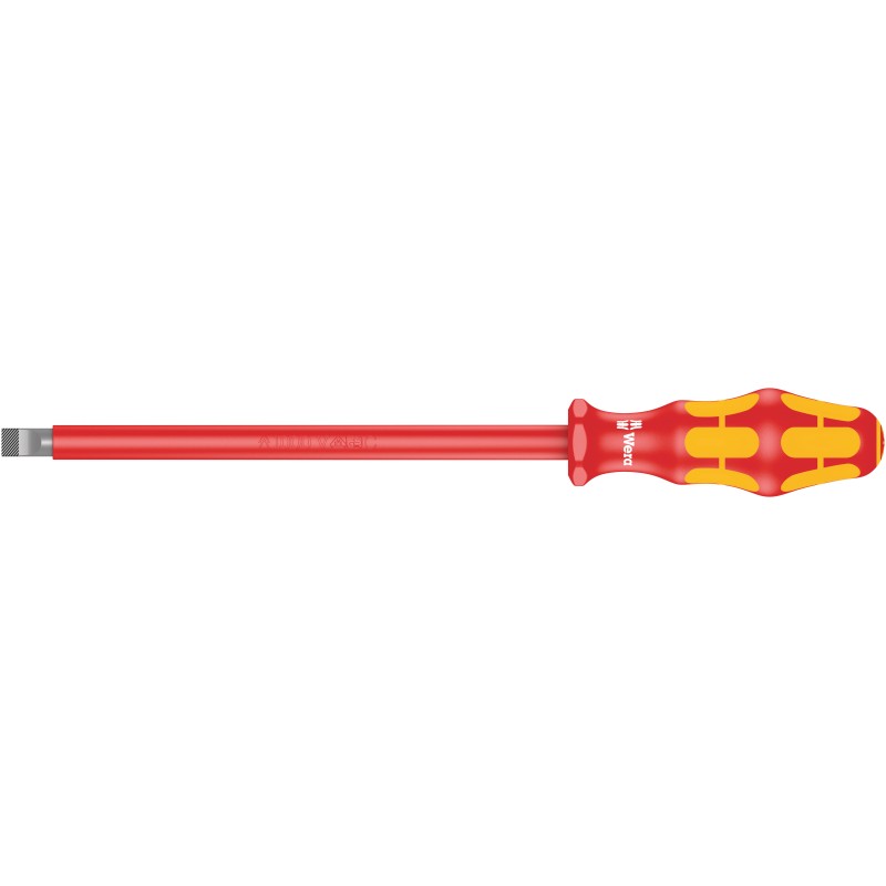 1 pcs - Wera Slotted Insulated Screwdriver, 10 mm Tip, 200 mm Blade, VDE/1000V, 112 mm Overall