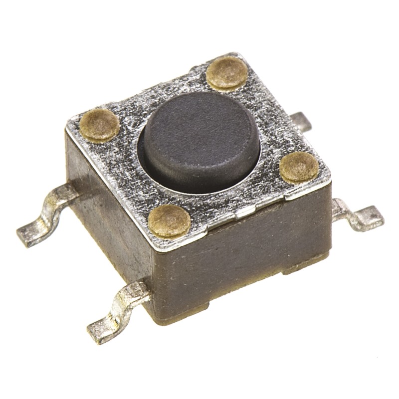 20 pcs - Black Button Tactile Switch, SPST 50 mA @ 12 V ac 0.7mm Surface Mount