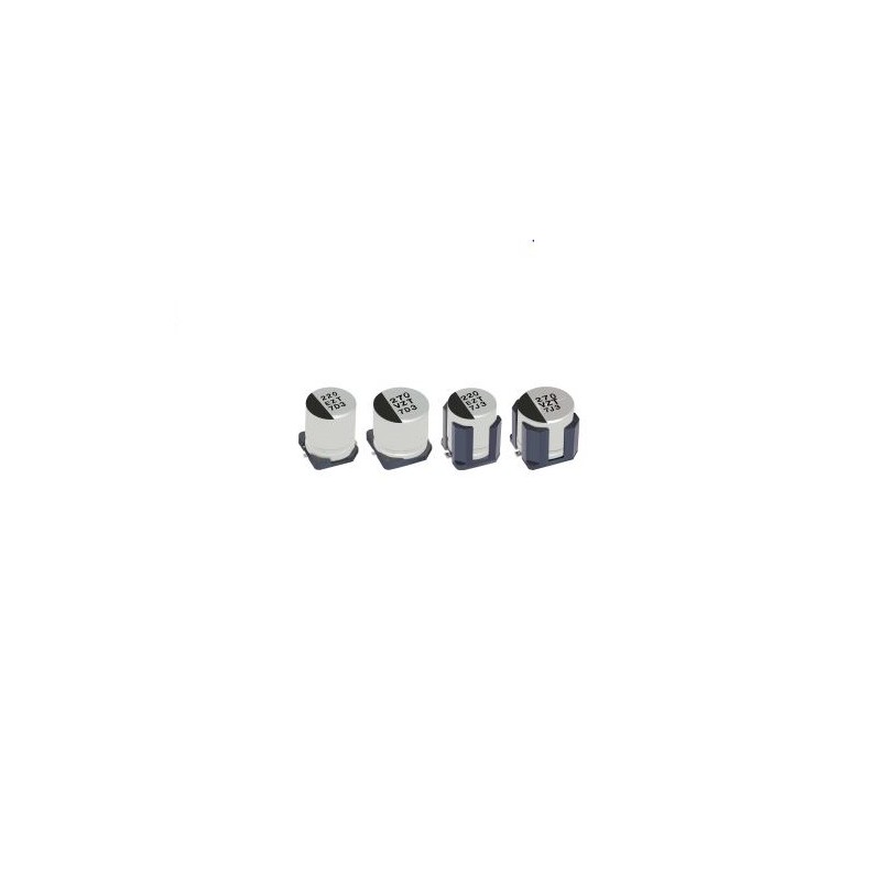 10 pcs - Panasonic 82μF Surface Mount Polymer Capacitor, 63V dc