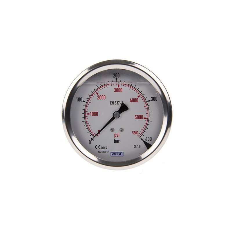 1 pcs - WIKA Analogue Pressure Gauge 400bar Back Entry, 7656102, UKAS, 0bar min.