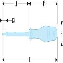 1 pcs - Facom Slotted Insulated Screwdriver, 8 mm Tip, 150 mm Blade, VDE/1000V, 275 mm Overall