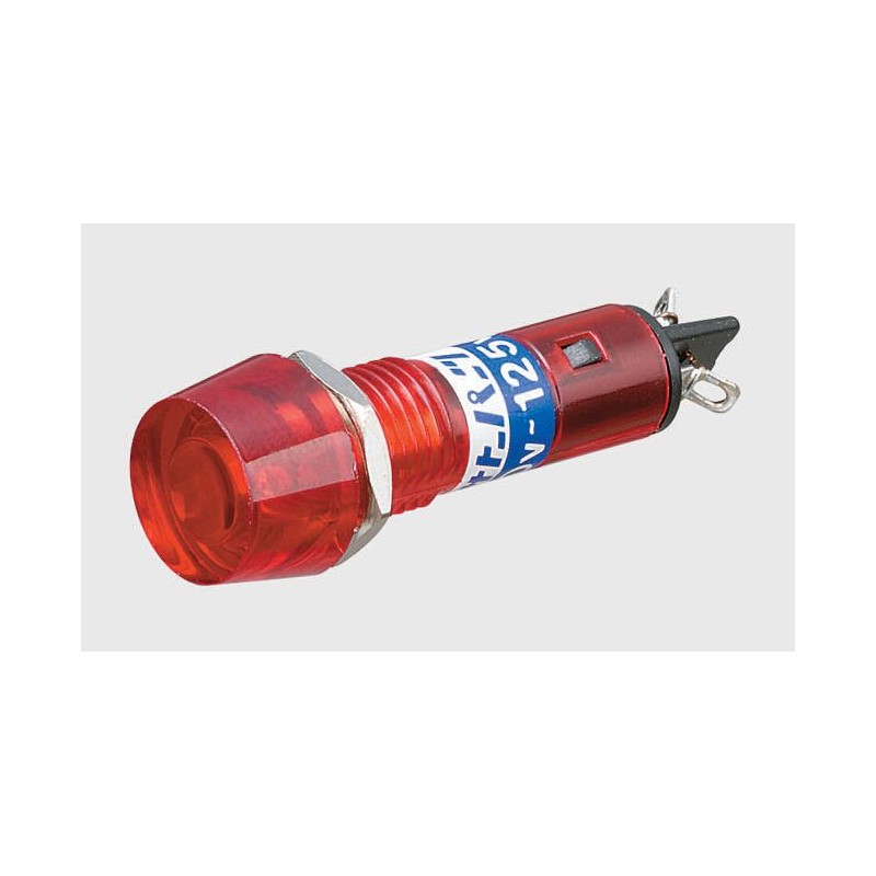 1 pcs - Red Neon Indicator Lamp, Solder Tabs, 100 - 125 V ac