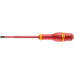 1 pcs - Facom Slotted Insulated Screwdriver, 5.5 mm Tip, 125 mm Blade, VDE/1000V, 235 mm Overall
