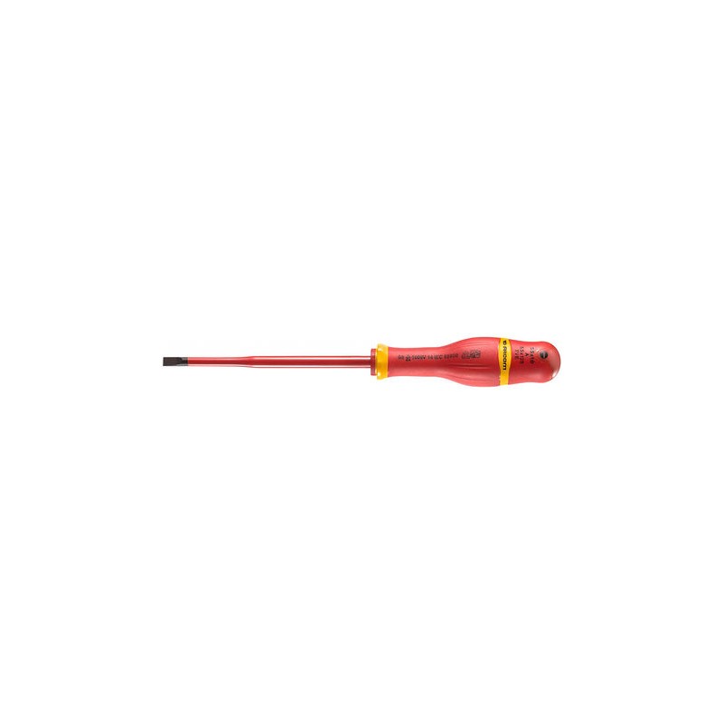 1 pcs - Facom Slotted Insulated Screwdriver, 5.5 mm Tip, 125 mm Blade, VDE/1000V, 235 mm Overall