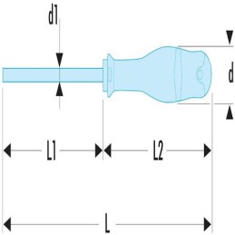 1 pcs - Facom Pozidriv Screwdriver, PZ1 Tip, 250 mm Blade, 359 mm Overall