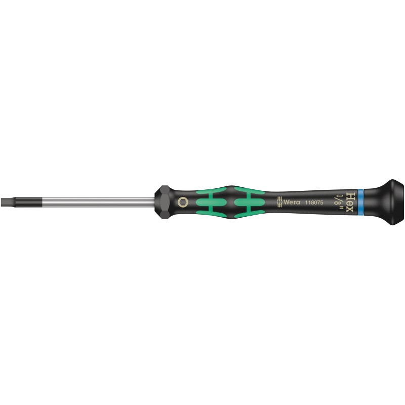 1 pcs - Wera Ball End Hexagon Precision Screwdriver, 1/8 in Tip, 60 mm Blade, 157 mm Overall