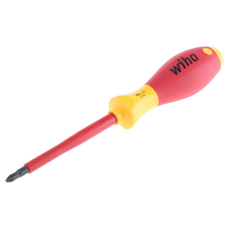1 pcs - Wiha Phillips Insulated Screwdriver, PH2 Tip, 100 mm Blade, VDE/1000V, 218 mm Overall