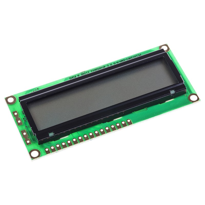 1 pcs - Powertip PC1602ARSD Alphanumeric LCD Display, 2 Rows by 16 Characters, Reflective