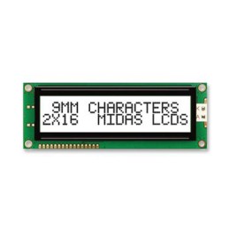 1 pcs - Midas MC21609AB6W-FPTLW-V2 AB Alphanumeric LCD Display White, 2 Rows by 16 Characters, Transflective