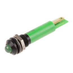 1 pcs - RS PRO Green Panel Mount Indicator, 110V ac, 8mm Mounting Hole Size, Solder Tab Termination
