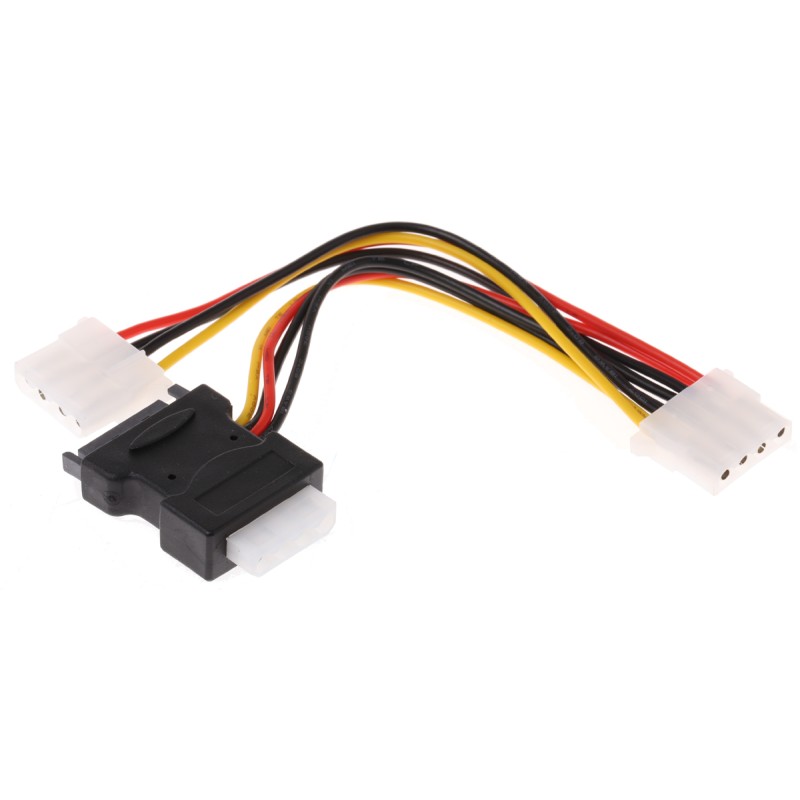 1 pcs - Roline Female SATA Power to Male 4 Pin Molex x 3 Cable, 200mm