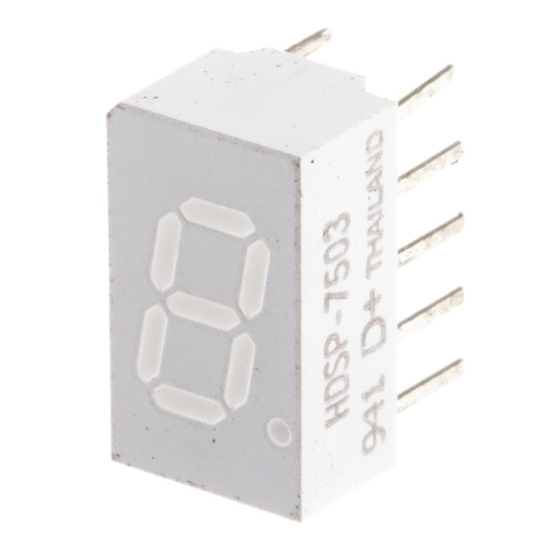 1 pcs - HDSP-7503-CD000 Broadcom 7-Segment LED Display, CC Red 5.4 mcd RH DP 7.6mm