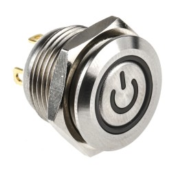 1 pcs - RS PRO Illuminated Push Button Switch, Momentary, Panel Mount, 16mm Cutout, SPST, Green LED, 36V dc, IP67