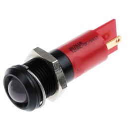 1 pcs - RS PRO Red Panel Mount Indicator, 12V, 14mm Mounting Hole Size, Solder Tab Termination, IP67