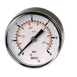 1 pcs - RS PRO BSP 1/8in Analogue Pressure Gauge 60psi Back Entry, 0psi min.