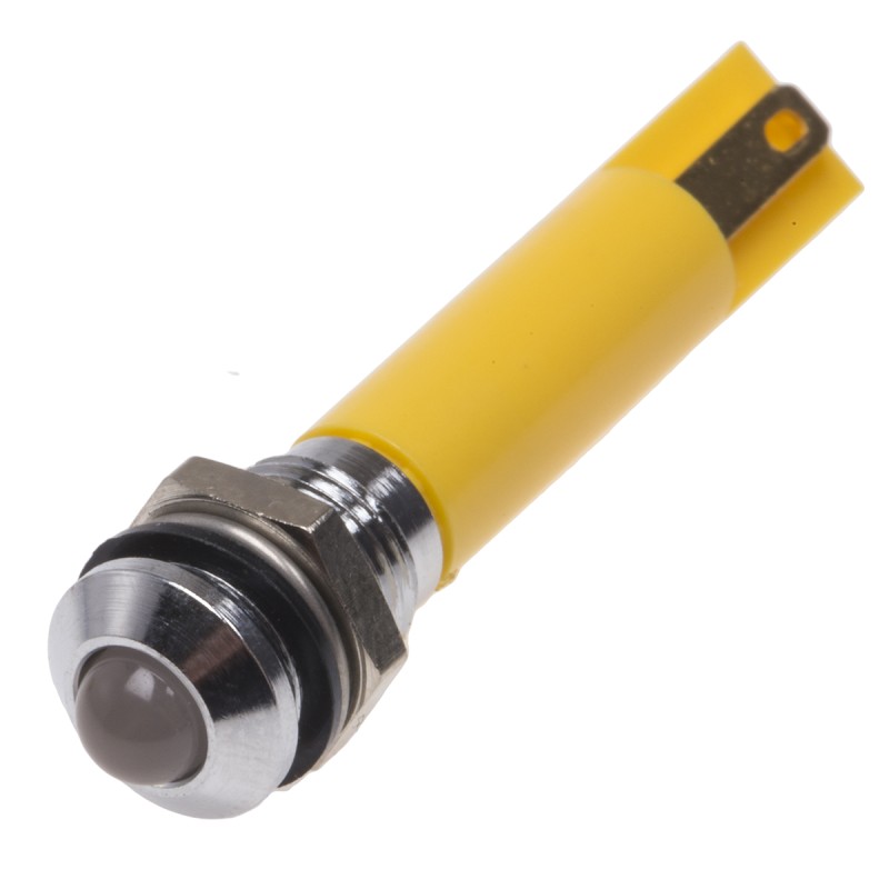 1 pcs - RS PRO Yellow Panel Mount Indicator, 8mm Mounting Hole Size, Solder Tab Termination, IP67