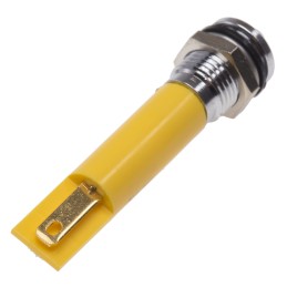 1 pcs - RS PRO Yellow Panel Mount Indicator, 8mm Mounting Hole Size, Solder Tab Termination, IP67