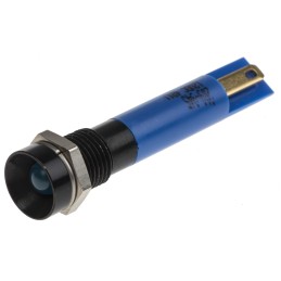 1 pcs - RS PRO Blue Panel Mount Indicator, 12V dc, 8mm Mounting Hole Size, Solder Tab Termination