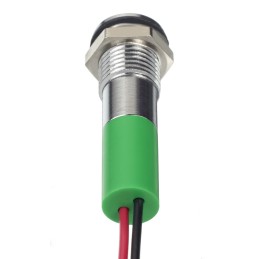 1 pcs - RS PRO Green Panel Mount Indicator, 12V dc, 8mm Mounting Hole Size, Lead Wires Termination, IP67