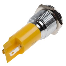 1 pcs - RS PRO Yellow Panel Mount Indicator, 115 V dc, 230V ac, 16mm Mounting Hole Size, Solder Tab Termination