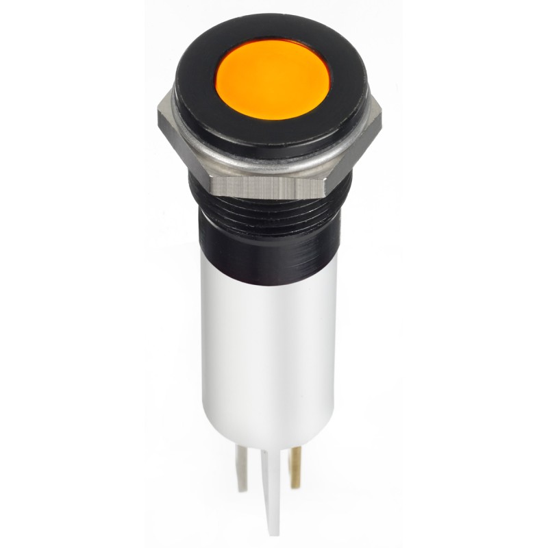 1 pcs - RS PRO Orange Panel Mount Indicator, 12V dc, 12mm Mounting Hole Size, Faston, Solder Lug Termination, IP67