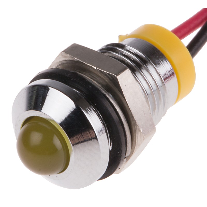 1 pcs - RS PRO Yellow Panel Mount Indicator, 2V dc, 8mm Mounting Hole Size, Lead Wires Termination, IP67