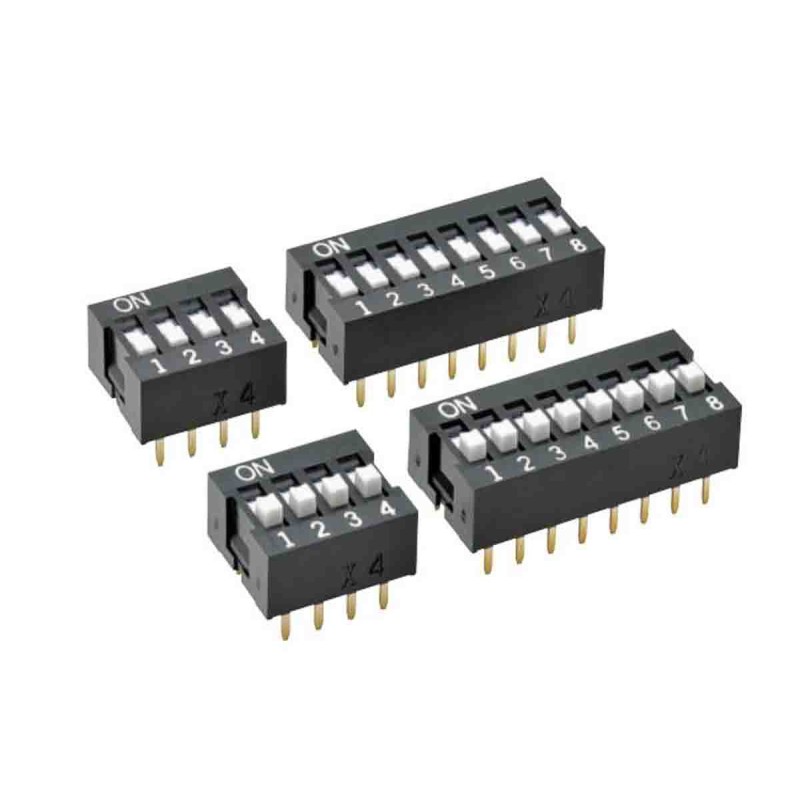 5 pcs - Omron 4 Way PCB DIP Switch SPST, Raised Actuator, IP40
